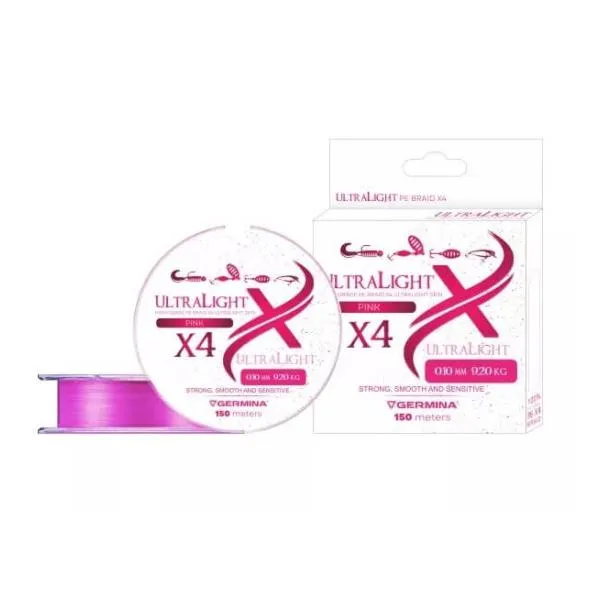 Плетено влакно Germina UltraLight X4 - Pink